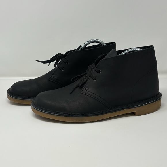 Clarks Bushacre Men's Minimalist Style Chukka Boot Black Leather Size 8.5 M - Picture 9 of 12